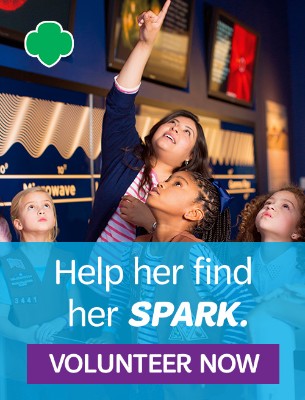 Help her find her spark. Volunteer with Girl Scouts today.