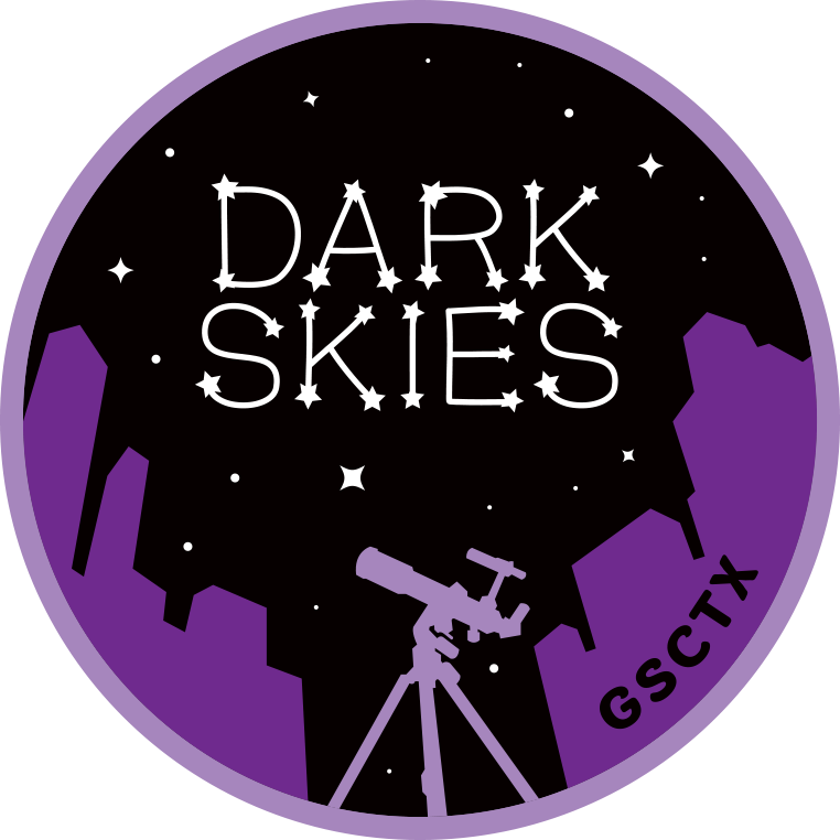 Purple mountain range with black starry sky and a telescope 