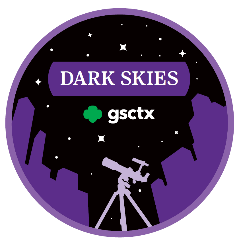 Purple mountain range with black starry sky and a telescope 