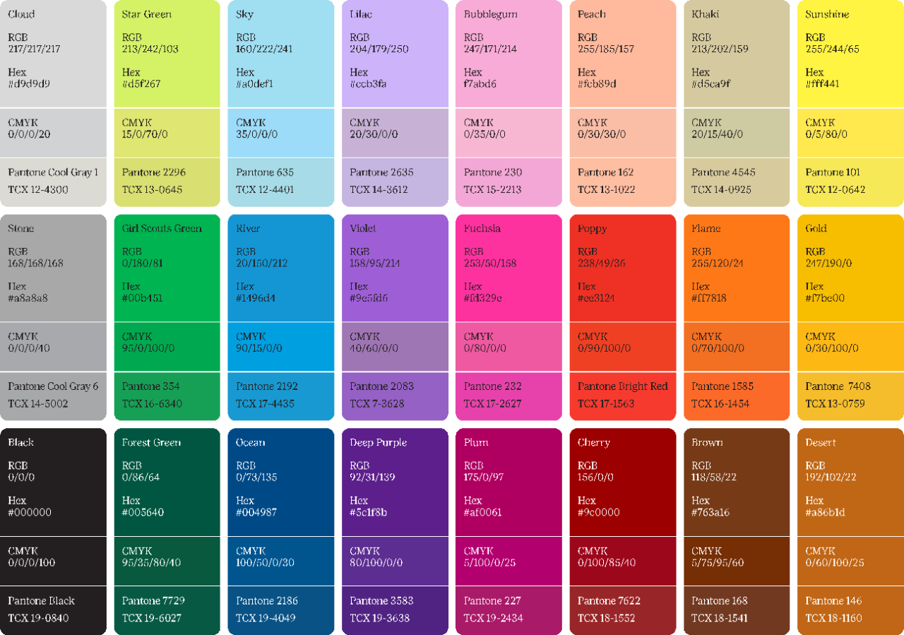Girl Scout Color Palette